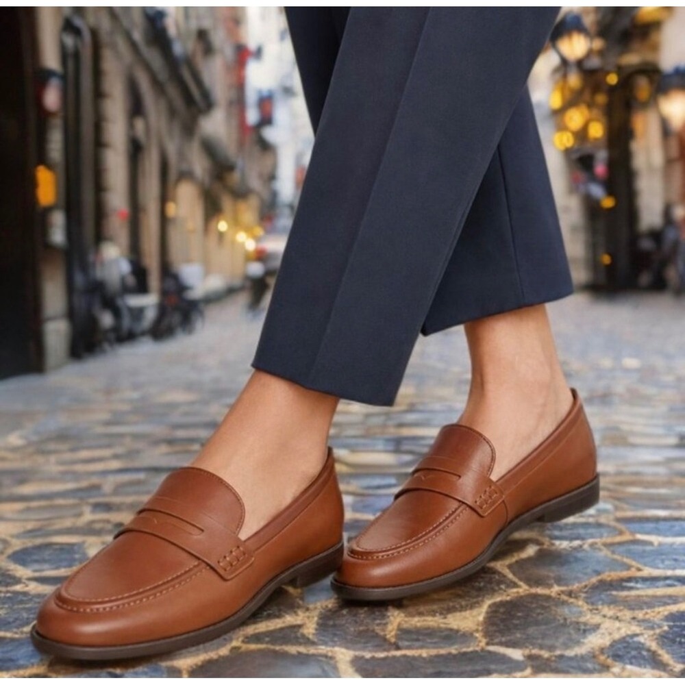 NEW LOFT Penny Loafer Missy Cognac Brown Flats Women's Size 9